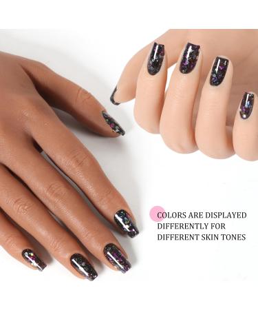 DouborQ Jelly Glitter Nail Polish Black Translucent Long-lasting Sequins Nail Art Varnish (07) Black Glitter-05 - Buy Online on GoSupps.com