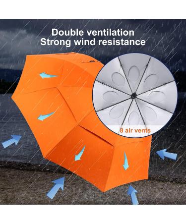 Doubwell 62-Inch Storm Proof Golf Umbrella Orange - Sturdy, UV Protection, Wind Resistant for Men and Women - Buy Online on GoSupps.com