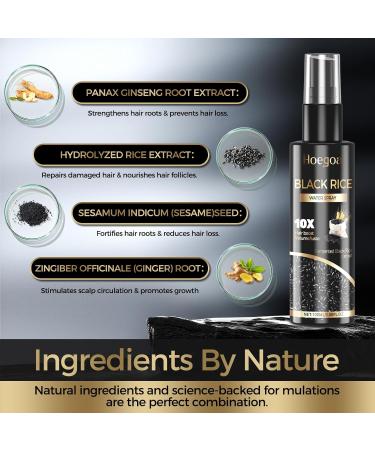 Hair Growth Serum - Organic Black Rice Water Spray for Thicker Fuller Hair - 3.38 Ounces - Boost Hair Regrowth & Combat Hair Loss - Buy Online on GoSupps.com