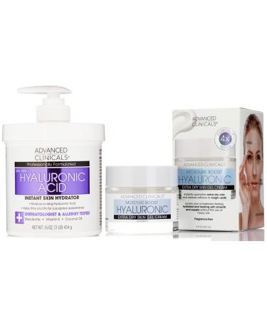 Advanced Clinicals Hyaluronic Acid Instant Hydrating Body Cream + Hyaluronic Acid Hydrating Face Cream Set