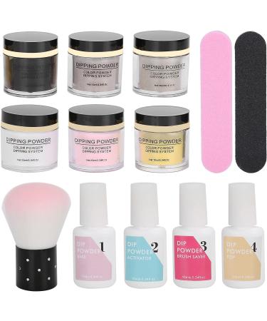 KOSDFOGE Dip Powder Nail Kit Starter Nail Dipping Powder Set Nail Art Powder Top Base Coat Gel Dust Brush Manicure Tool Set(K1215) - Buy Online on GoSupps.com