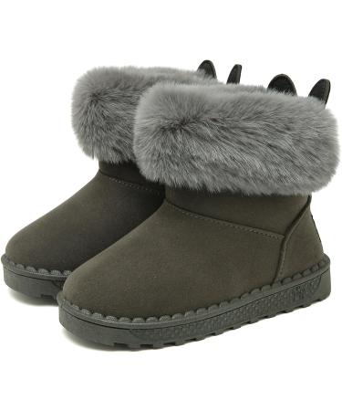 Yeeteepot Kids Winter Snow Boots - Baby Girls' & Boys' Warm Plush Booties, Anti-Slip Toddler Shoes, Size 7.5 UK, Grey - Buy Online on GoSupps.com