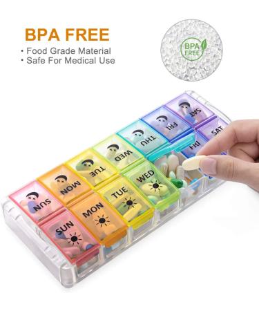Pill Organizer 2 Times a Day Fullicon Quick Fill Large Weekly AM PM Pill Box - Rainbow, 7 Day Medicine Organizer - Patent Registered - Buy Online on GoSupps.com