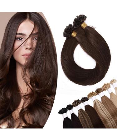 Extensions Real Hair Bondings Hair Extension Keratin U-Tip Human Hair 100 Strands Medium Brown#4 18"(45cm)-50 - Buy Online on GoSupps.com