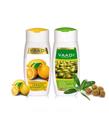 Vaadi Herbals Dandruff Defense Lemon Shampoo & Olive Conditioner 110ml - Natural Anti-Dandruff Solution for Healthy Hair - Buy Online on GoSupps.com
