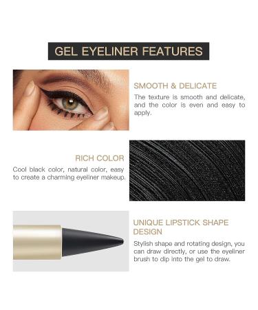 LOKFAR 2 Pcs Black Gel Eyeliner Set - Smudge Proof & Waterproof Matte Black Eye-liner Pencil for Women - Buy Online on GoSupps.com