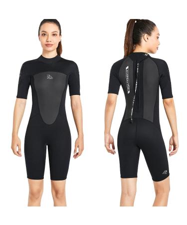 Shorty Wetsuit Men Women 2mm Neoprene Back Zip Wetsuit Spring Suit for Snorkeling Surfing Kayaking Scuba Short Sleeve Wet Suit 2097BK Women's black X-Large - Buy Online on GoSupps.com