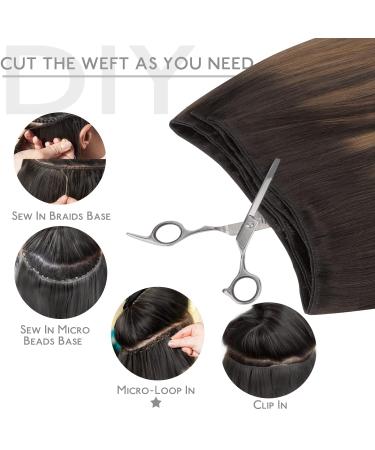 Premium 40cm 80g Balayage Real Hair Extensions - Dark Brown to Chestnut Brown Sew-In Weft | Alive Extensions - Buy Online on GoSupps.com