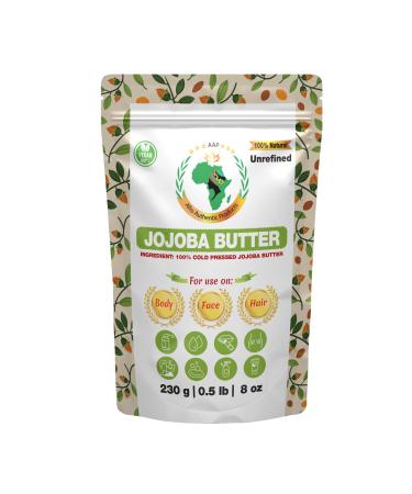 Authentic Raw Jojoba Butter | Butter | For DIY Face Body Hands | Unrefined | 100% Pure| Organic from Africa | Resealable Bag | 0.5 LB (230g)