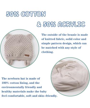XIAOHAWANG Baby Boy Knit Beanie Hat | Cute Bear Infant Toddler Girl Hat | Autumn Winter 0-6 Months Beige - Buy Online on GoSupps.com
