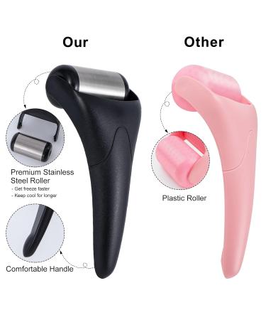 Stainless Steel Ice Roller for Face & Eyes | Puffiness & Migraine Relief | Best Self Care Gift for Men & Women - Black Roller - Buy Online on GoSupps.com