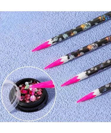 AMZLORD 4/12PCS Pen with Pencil Sharpener Rhinestone Picker Pencil Set Dotting Wax Pen Nail Dotting Wax Pen for Crafts Rose Red - Buy Online on GoSupps.com