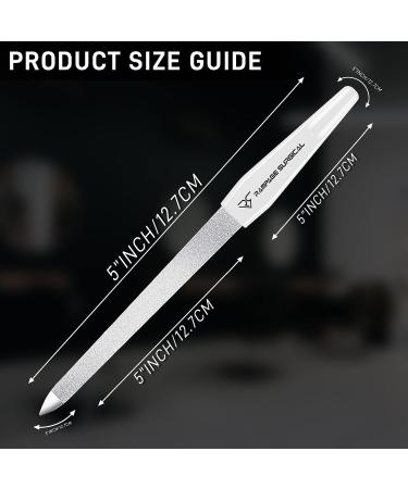 Stainless Steel Professional Nail Files - Double Sided Sapphire File for Manicure & Pedicure - Nail Care Accessories for Women, Men, Girls - Set of 2 - Buy Online on GoSupps.com