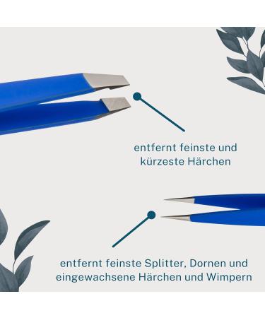 REMOS 2-Piece Tweezers Set - Eyebrow & Splinter Tweezers in Dark Blue | International Shipping - Buy Online on GoSupps.com