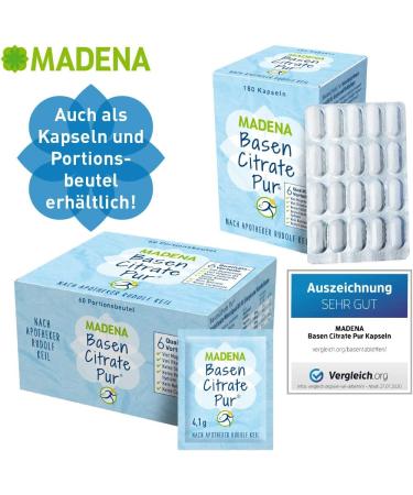 Madena Base Citrate PUR 100% Organic Vegan Powder with Magnesium Zinc Potassium & Calcium for Base Fasting 216g Can - Buy Online on GoSupps.com