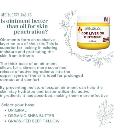 Cod Liver Oil Ointment Handmade Ointment with Cod Liver Oil Nourishing & Fragrance-Free 2.5 fl oz - Buy Online on GoSupps.com