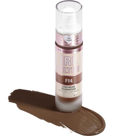 Makeup Revolution IRL Filter Longwear Foundation - F14 Dark Skin Tones 23ml - Matte Finish, 16 Hour Wear - Pack of 1 - Buy Online on GoSupps.com