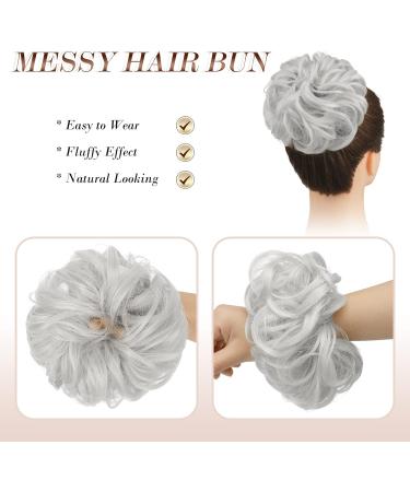 FESHFEN Messy Bun Hair Piece Hair Scrunchies Thick Curly Wavy Hair Piece Synthetic Donut Updo Hairpieces for Women Girls Platinum Grey 55 g (Pack of 1) 55 g (Pack of 1) 60B# Platinum Grey - Buy Online on GoSupps.com