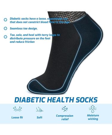 LIN Diabetic Socks 13-15 for Men & Women - Non-Binding Circulatory Extra Wide Top Quarter Socks - Ideal for Edema, Neuropathy, Lymphedema - Available in 4 pairs - Buy Online on GoSupps.com