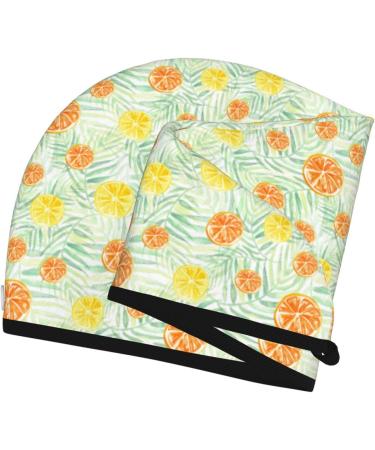 Hair Towel Wrap - Quick Drying Turban with Button | Tree Palms Lemon | Best Hair Drying Towel - Buy Online on GoSupps.com