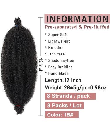 Xtrend 8 Packs 12 Inch Soft Springy Afro Twist Hair Pre-Separated Spring Twist Hair for Faux Locs Natural Black Marley Twist Crochet Braiding Hair Synthetic Hair Extensions 8 Strands/Pack 1B# 12 Inch (Pack of 8) 1B# - Buy Online on GoSupps.com