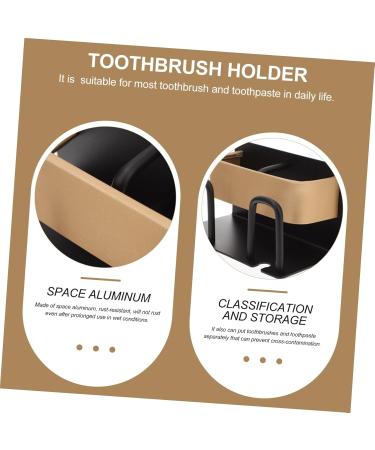 Cabilock 5-Piece Space Vanity Golden Wall Organizer - Black Shower Brush Toothbrush & Cup Holder for Bathroom - Buy Online on GoSupps.com