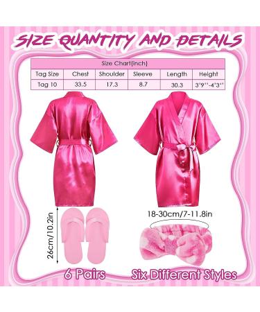 18 Pcs Spa Party Supplies for Girls - Satin Kimono Robes, Spa Headbands, Disposable Pedicure Slippers - Rose Theme - Ideal for Flower Girl Salon, Wedding, Birthday - Size 10 - Buy Online on GoSupps.com