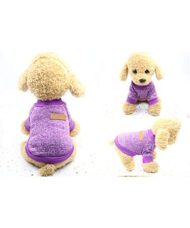 Warm Pet Dog Cat Sweater - Fleece Puppy Coat in Purple | Shop Internationally - Buy Online on GoSupps.com