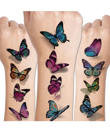 CHARLENT Butterfly Tattoos for Women Girls - 120 PCS Realistic 3D Butterfly Temporary Tattoos for Party Favors Decoration