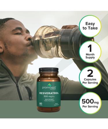 Prominent Nutrition Resveratrol Supplement Anti-Aging and Immune Support 98% Pure Trans-Resveratrol Supplement 500 mg 30 Day Supply - 1 Pack 60 Count (Pack of 1) - Buy Online on GoSupps.com