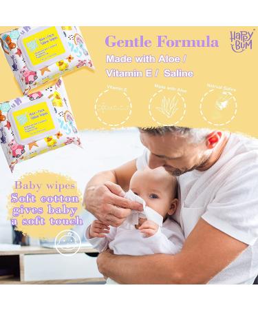 Baby Wipes - HAPPY BUM Saline Baby Wipes  Hypoallergenic  Unscented  180 Count (6 Packs of 30 Wipes) Saline Nose and Face Wipes - Buy Online on GoSupps.com
