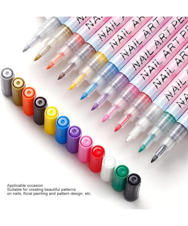 Nail Graffiti Pen Safe 12 Colors DIY Easy Grip Portable Nail Art Pens Set for Abstract Lines - Buy Online on GoSupps.com