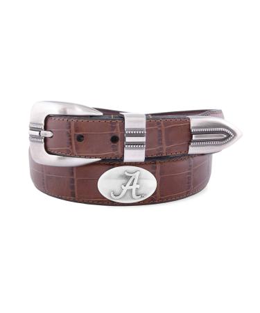 Zeppelin Products Inc. NCAA Alabama Crimson Tide Crocodile Tip Leather Concho Belt Tan 32