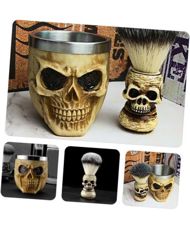 Villcase Men s Suit Stationery Box Set | Desk Organizer with Pen Holder Shaving Brush & Razor Holder - Portable Nylon Hairbrush & Skull Design - Buy Online on GoSupps.com