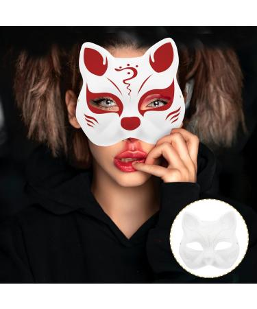 HOLIDYOYO Cat Mask - Unpainted White Therian Masks for DIY Halloween | Half Face Fox Masks | International Shipping Available - Buy Online on GoSupps.com