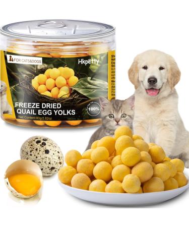 Freeze Dried Quail Egg Yolk Treats for Cats Dogs Increase Appetite All Natural Freeze-Dried Limited Ingredient Quail Egg Yolk Pet Snacks Increase Nutrition Healthy Training Treats for Dogs Puppy