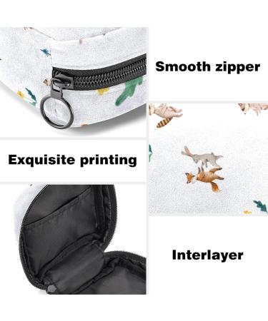 HomeDecorZone Portable Period Kit Bag for Girls - Cartoon Animal Design, Multicoloured - Pads and Tampons Pouch with Zipper - Buy Online on GoSupps.com