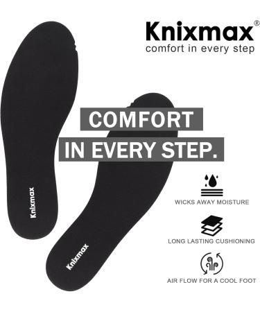 Knixmax Memory Foam Insoles for Men - 3 Pairs of Cushioned Shoe Inserts for Sneakers Slippers & Boots (EU 41-46 Men 8-13) - Super Soft Thin Comfortable Black Inner Soles - Buy Online on GoSupps.com