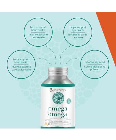 Youtheory Ocean Friendly Omega Plant Based & Vegan Omega Supports Brain & Heart Health 60 Count - Buy Online on GoSupps.com