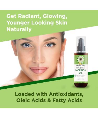 Organic Veda Moringa Oil 3.4 fl. oz - USDA Organic Cold-Pressed Edible Grade Virgin Oil for Face, Skin, Hair, Nails, Foot & Body - Buy Online on GoSupps.com