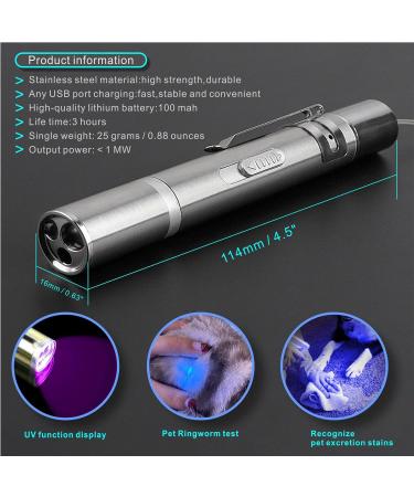 Interactive Toys for Indoor Cats & Dogs 5 Graphic conversions Pointer Cat Toys & Dogs USB Recharge UV Flashlight Find cat Ringworm Flashlight Clicker Pen for Indoor - Buy Online on GoSupps.com