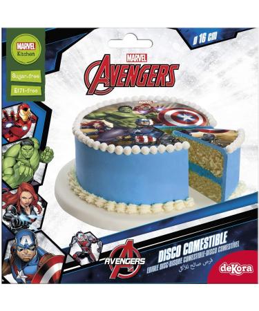 Dekora 231365 - Marvel Avengers cake topper made of sugar-free edible paper - 16 cm Avengers 16 cm - Buy Online on GoSupps.com