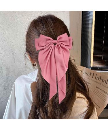 DHWEKU 3 Pieces Hair Clips with Big Bow Soft Silky Satin Hair Clip Long Tail French Ribbon Hairpins 90s Bowknot Clip for Party Christmas Women Girls - Buy Online on GoSupps.com