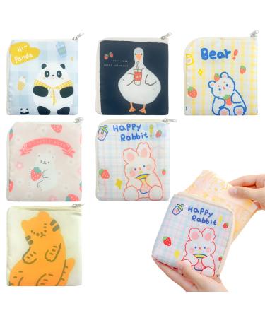 6 Pack Sanitary Napkin Storage Bag Portable Tampon Pad Bag with Zippers Mini Nursing Pad Pouch Menstrual Period Bag for Women and Girls (6 Styles)