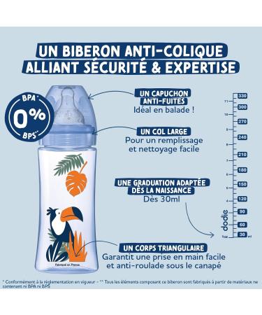 DODIE Set of 3 Anti-Colic Bottles Round Teats 330 ml + 6 Months 3 Speeds Flow 3 Pink and Green - Buy Online on GoSupps.com