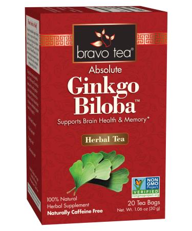 Bravo Tea Absolute Ginkgo Biloba Herbal Tea Caffeine Free, 20 Tea Bags