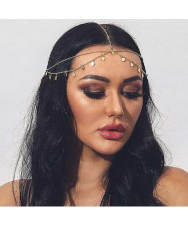 Brinie Boho Gold Hair Chain with Small Coins - Wedding & Festival Head Jewelry - Buy Online on GoSupps.com