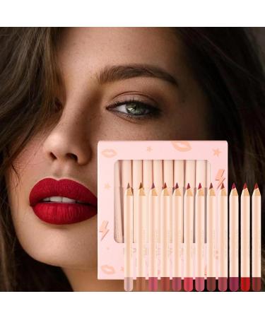  NevPuose Set of 12 Matte Lip Contour Lip Pencils with High Pigment Content | Smudge-Proof Non-Drying Color-Resistant Lip Defining Pencil - Buy Online on GoSupps.com