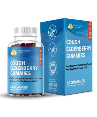 Health Pyramid Cough Elderberry Gummies with Honey Vitamin C and Zinc for Immunity Support and Respiratory Health 60 Gummies