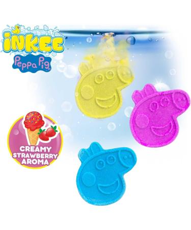 INKEE Peppa Pig Bath Bombs - Kids Pack of 3 (3x15g) - Fun Colors Almond Oil & Strawberry Fragrance - Buy Online on GoSupps.com